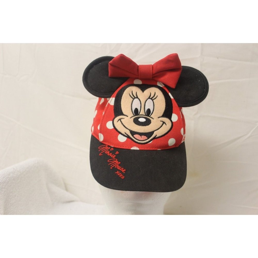 Disney World Minnie Mouse Polka Dots Baseball Hat with Ears Bow sz Toddler Girls